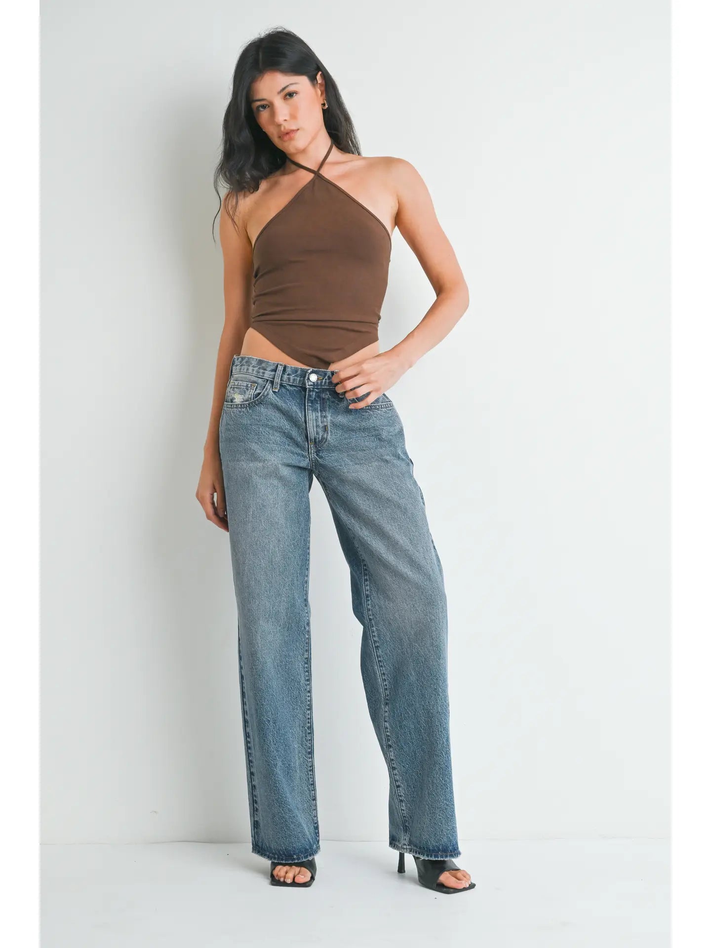 Low Rise Baggy Slouch Jeans - Medium Denim