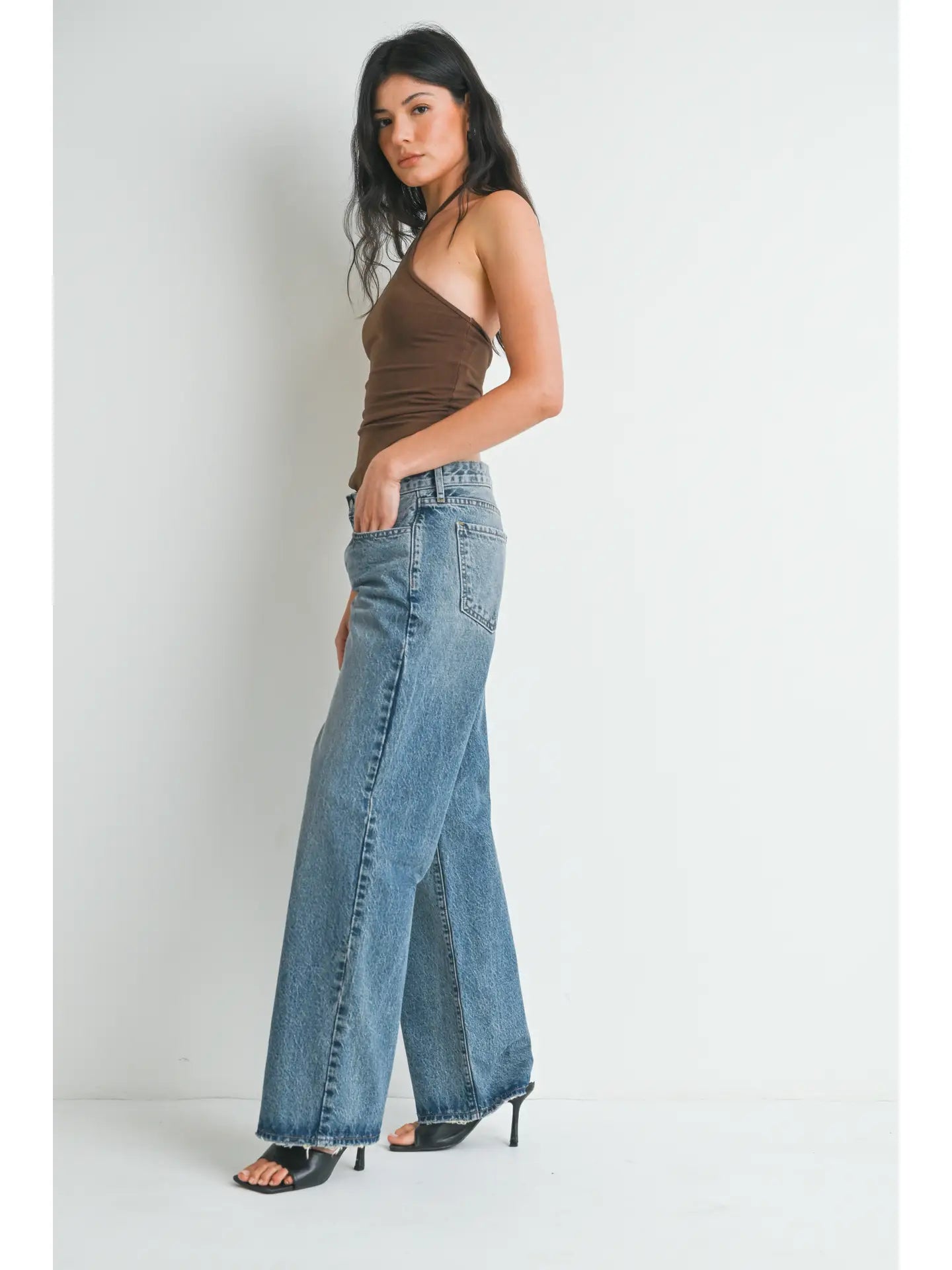 Low Rise Baggy Slouch Jeans - Medium Denim