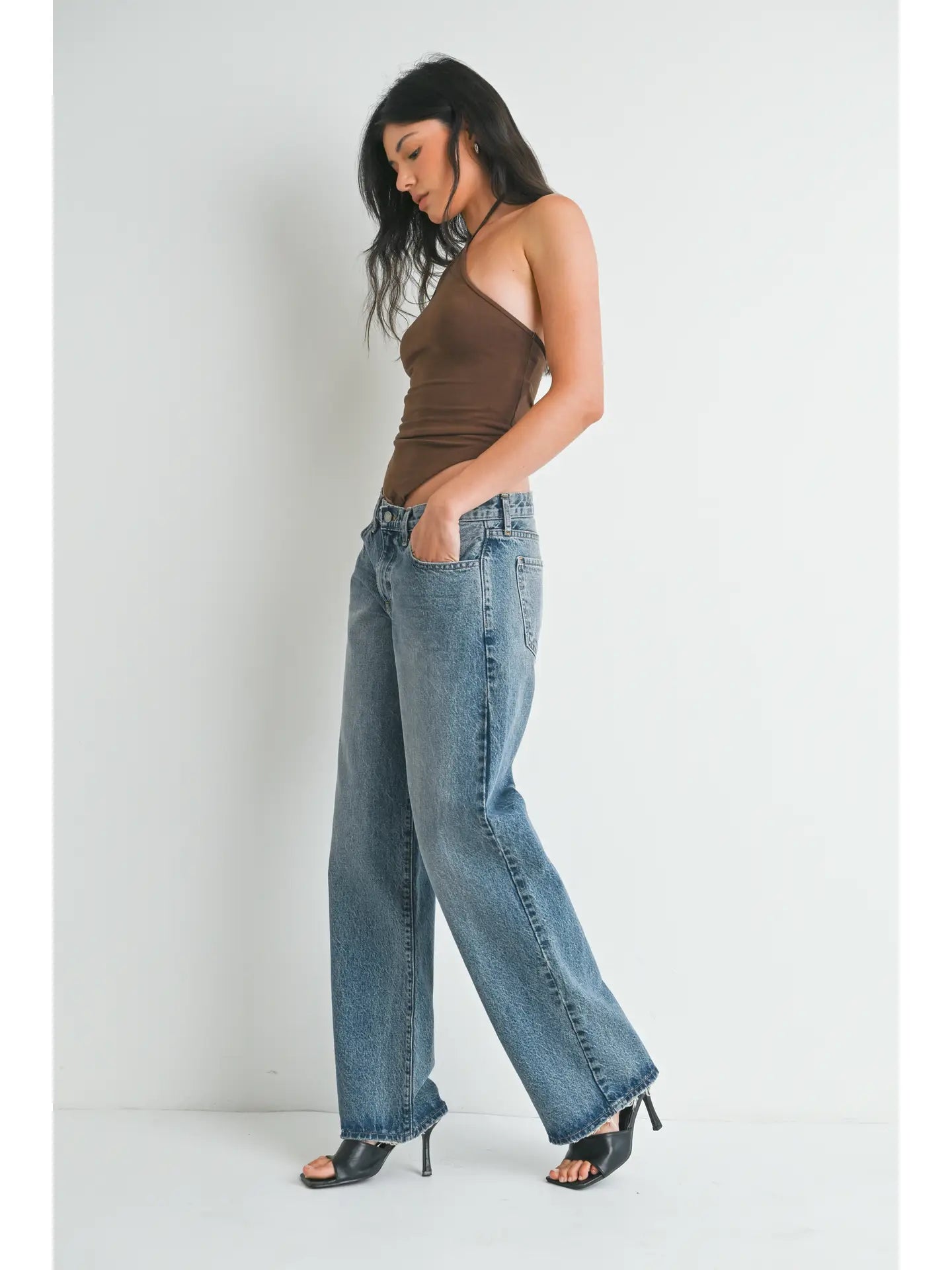 Low Rise Baggy Slouch Jeans - Medium Denim