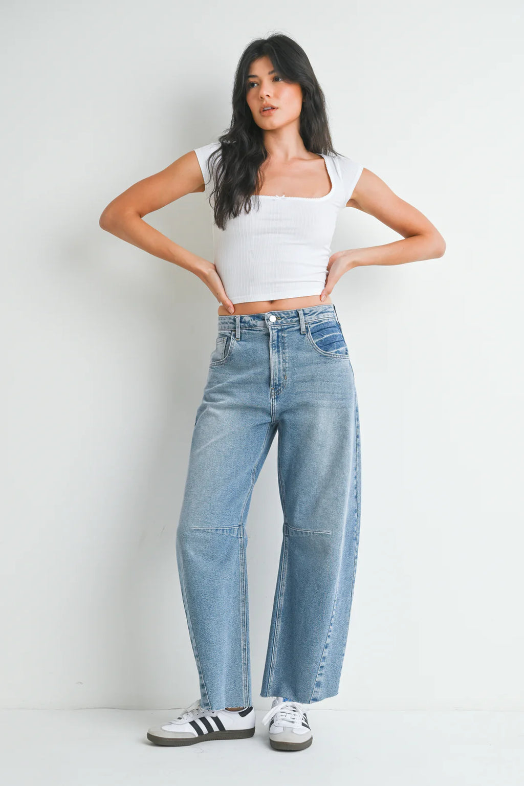 Barrel Jean with Seams - Light Denim
