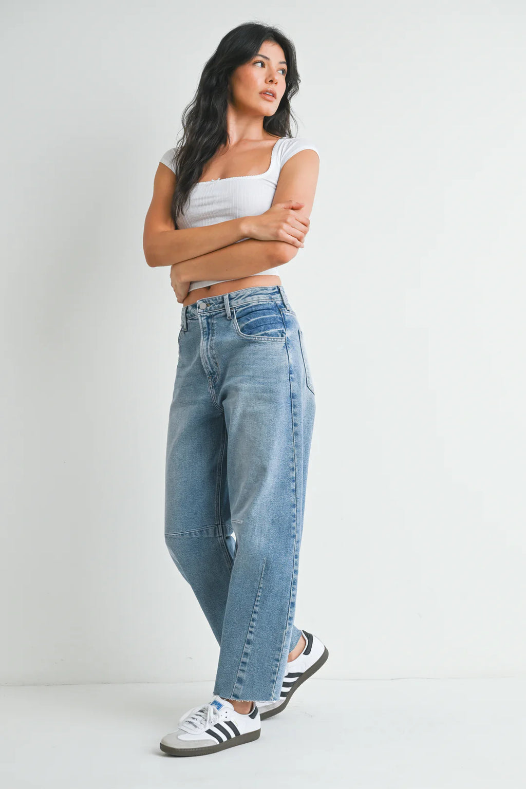 Barrel Jean with Seams - Light Denim