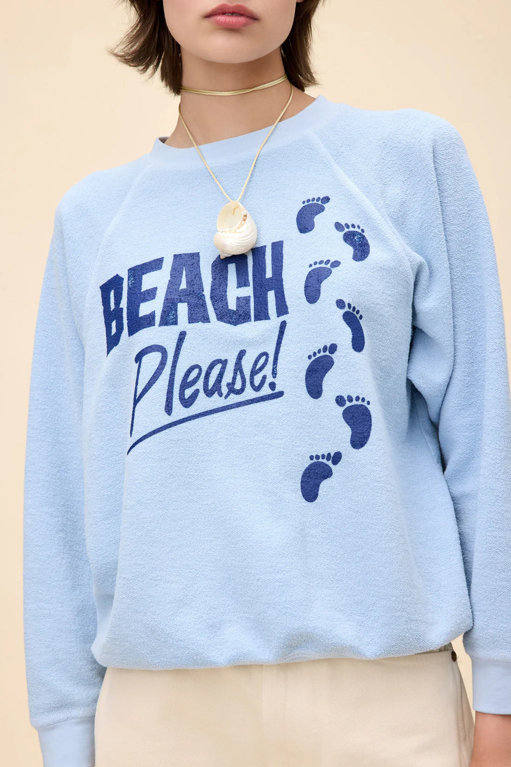 Beach Please Reverse Raglan Crew
