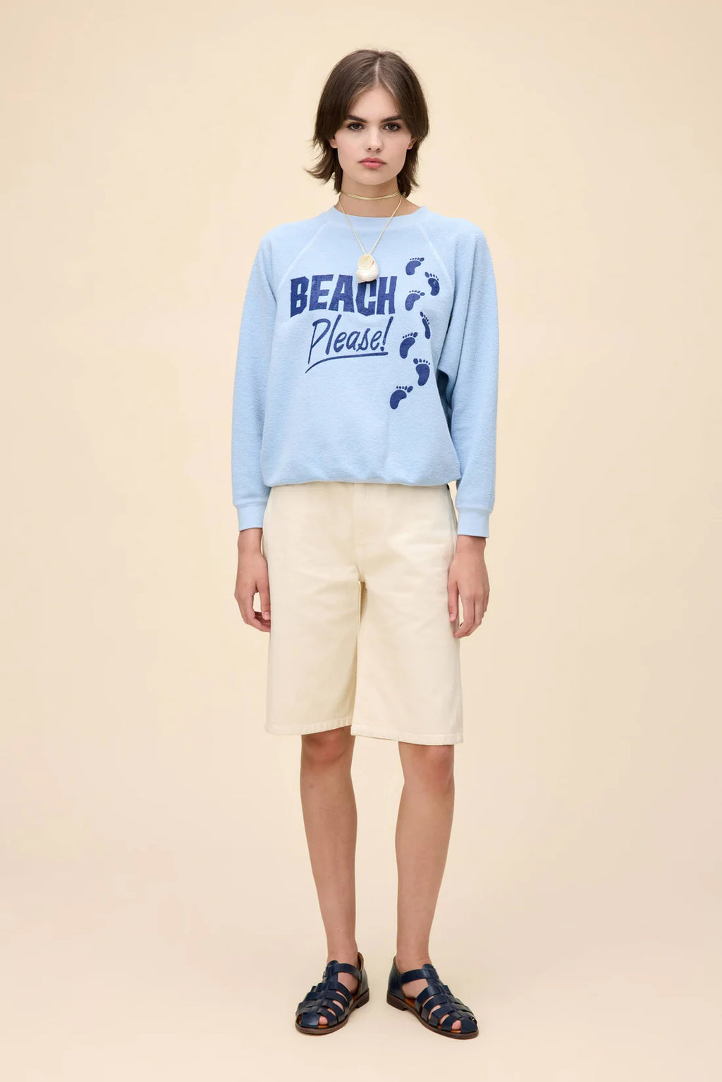 Beach Please Reverse Raglan Crew