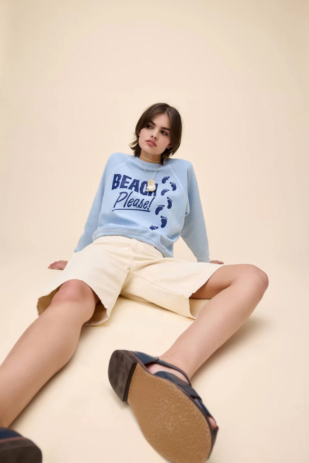 Beach Please Reverse Raglan Crew