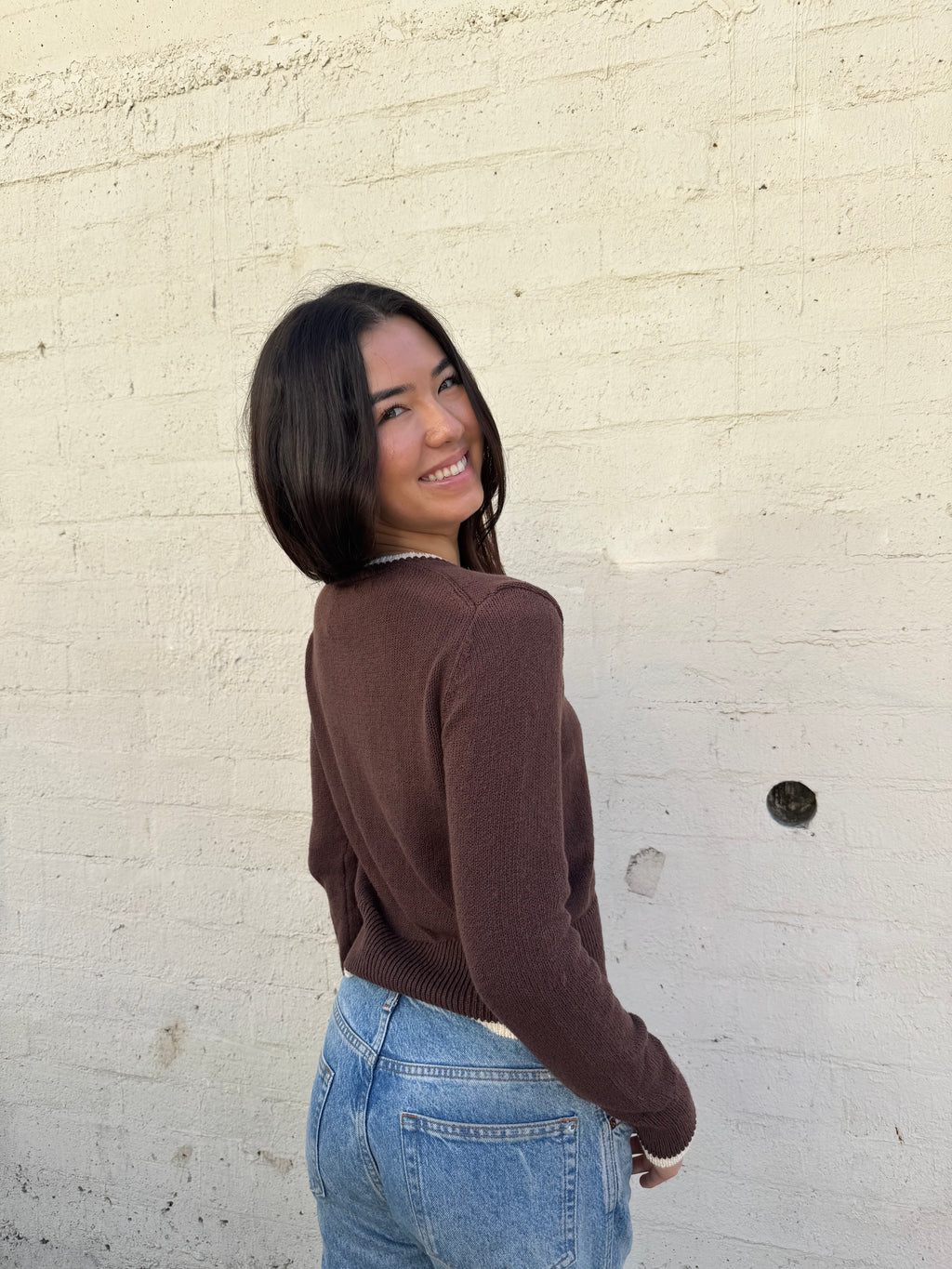 Fidel Cardigan - Brown/Cream