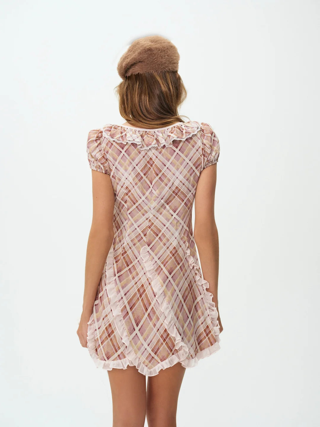 Poet Plaid Mini Dress - Purple