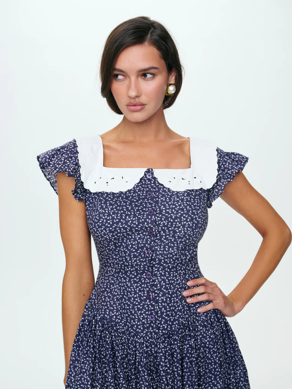 Lara Ann Ditsy Midi Dress - Navy