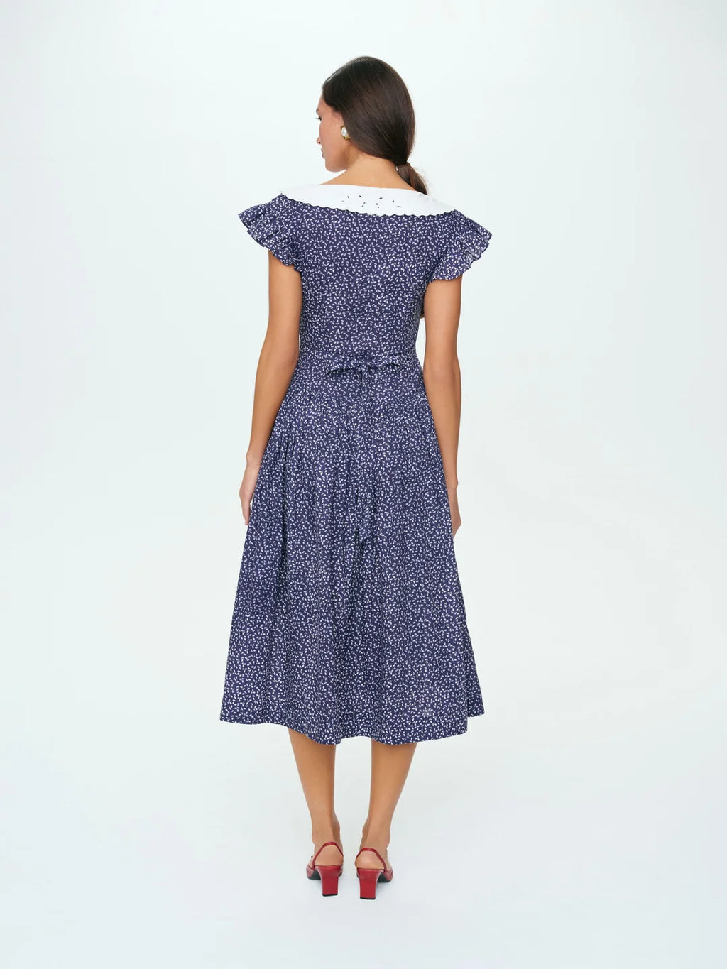 Lara Ann Ditsy Midi Dress - Navy