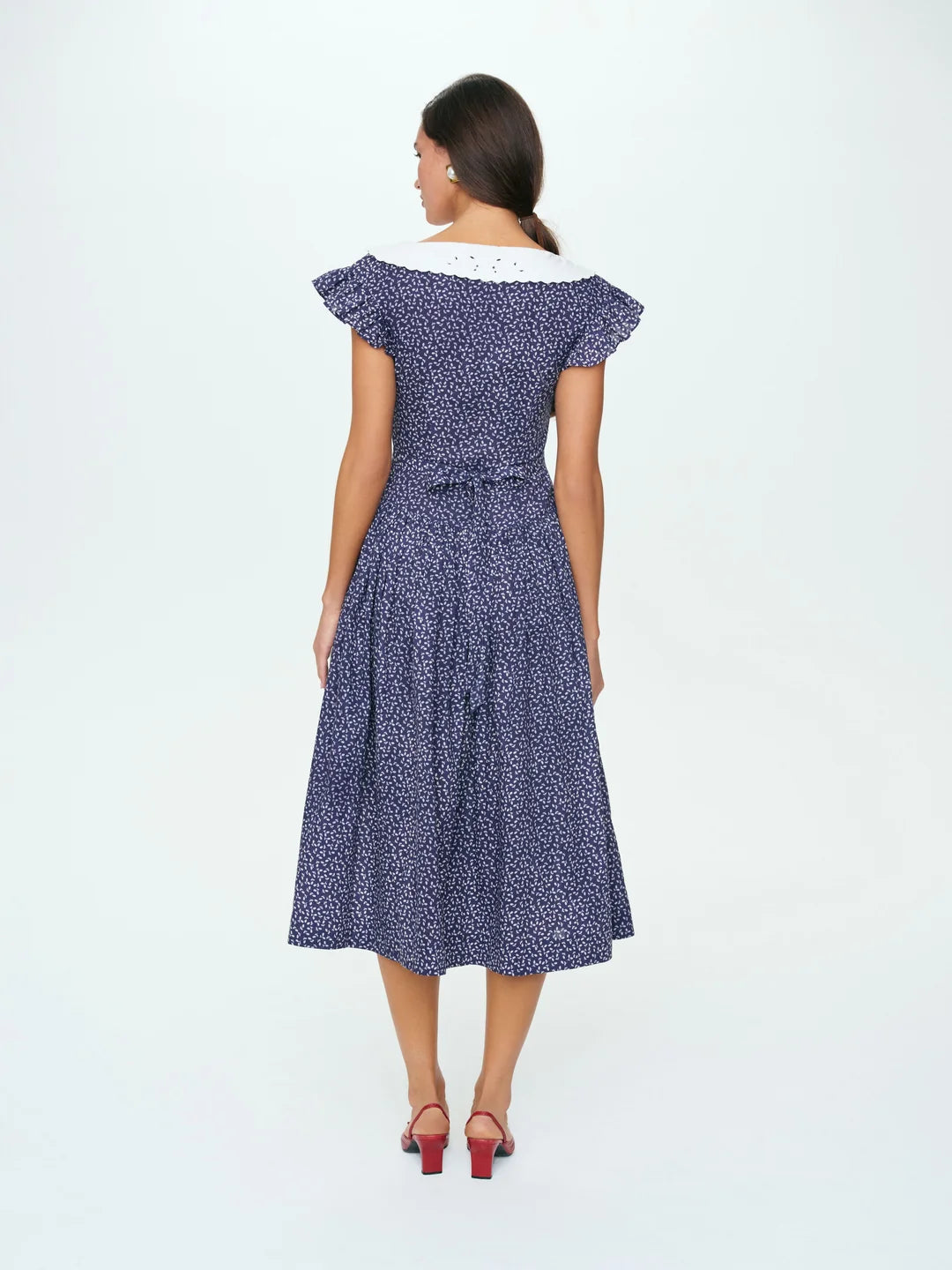 Lara Ann Ditsy Midi Dress - Navy