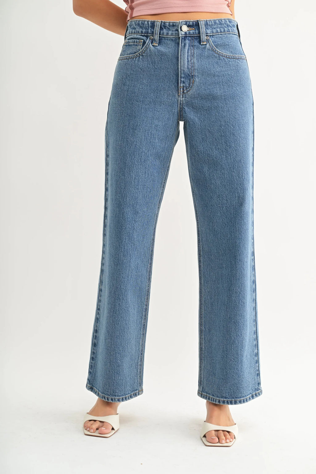 HR Full Length Retro Straight Jeans - Medium Denim