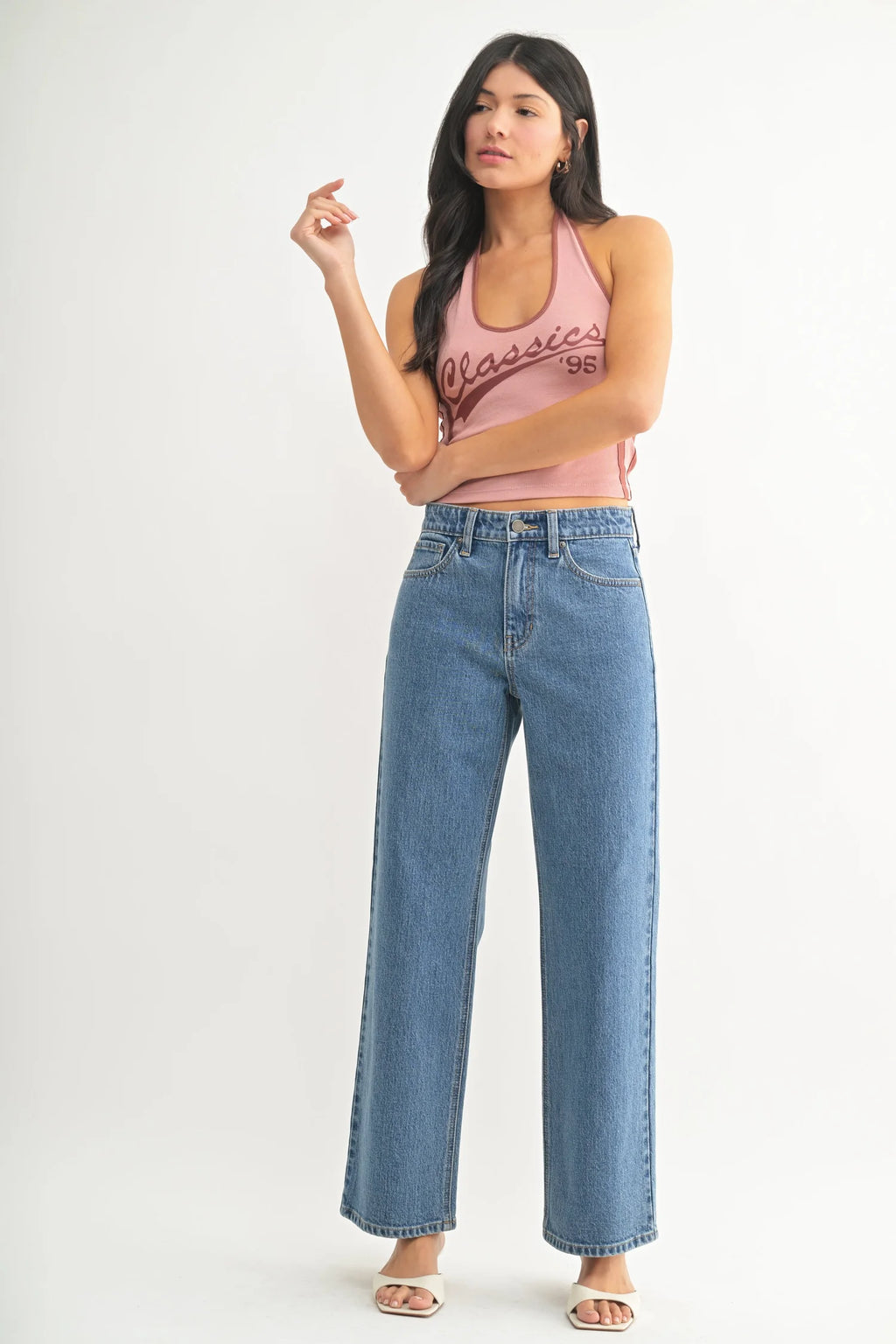 HR Full Length Retro Straight Jeans - Medium Denim