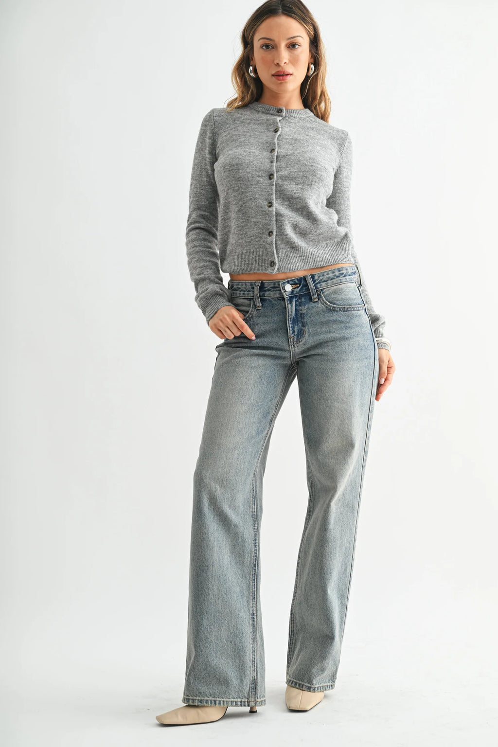 Tint Low Rise Relaxed Straight Leg Jeans - Vintage Light