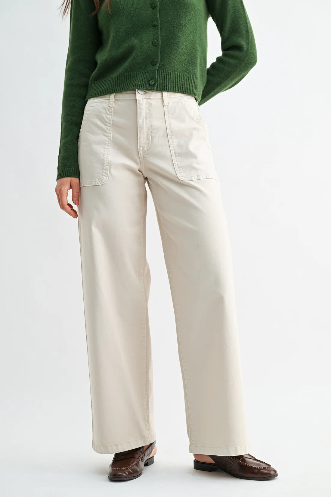 Twill Utility Pocket Relaxed Jean - Ecru
