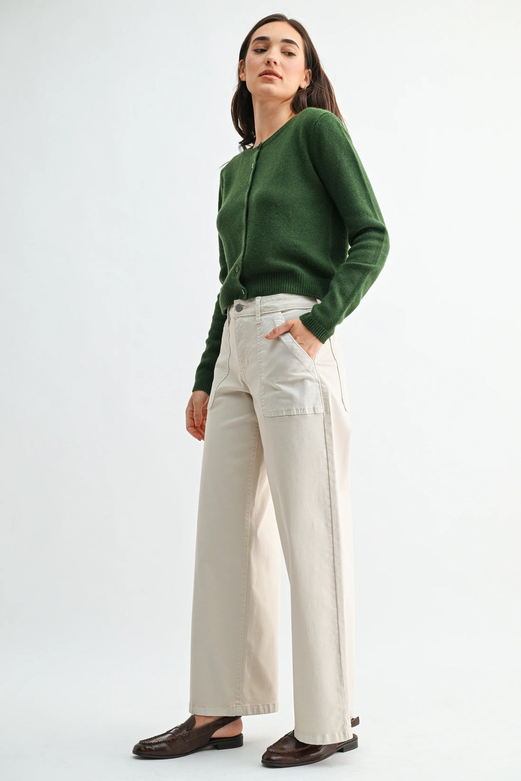 Twill Utility Pocket Relaxed Jean - Ecru