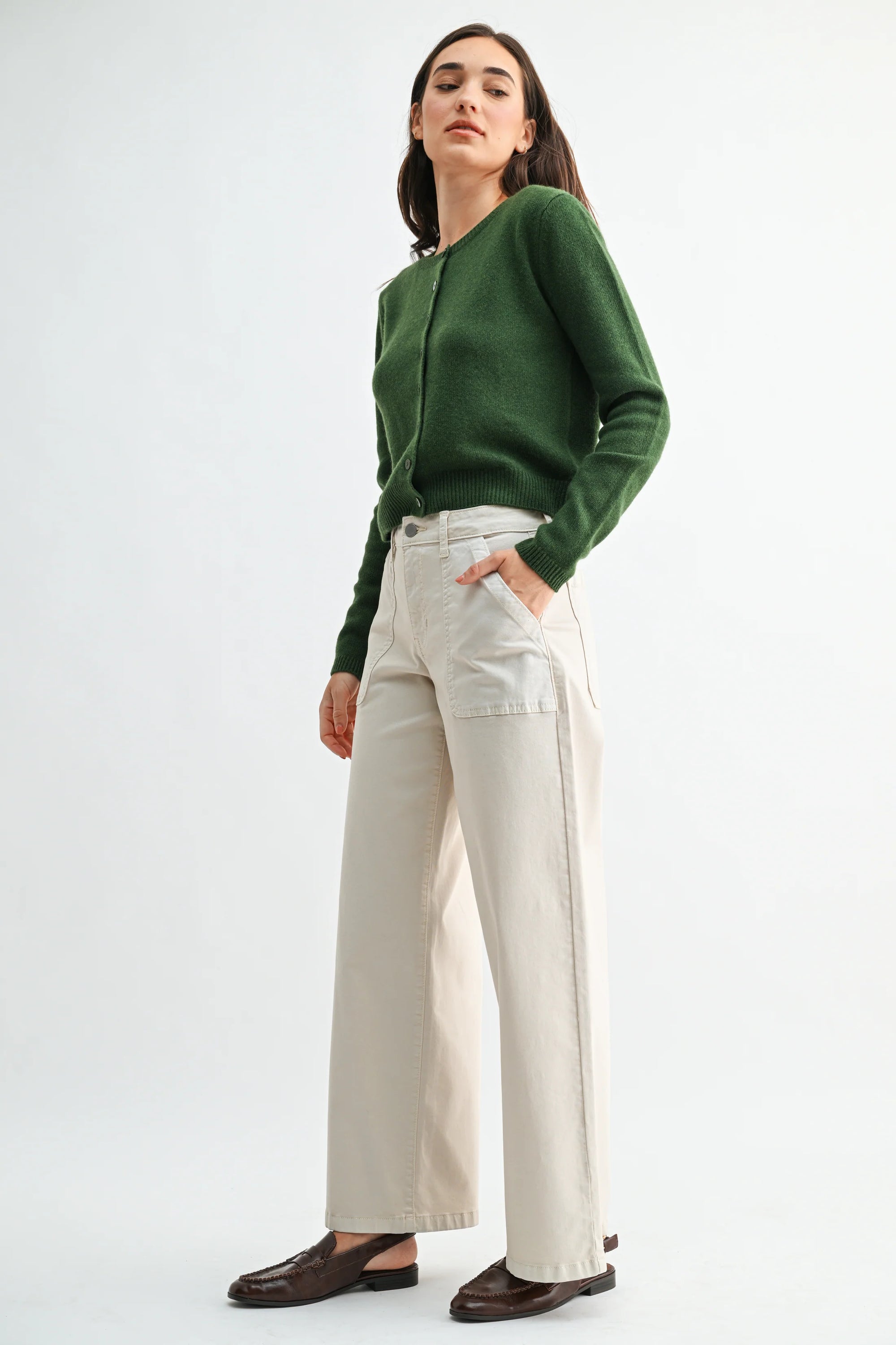 Twill Utility Pocket Relaxed Jean - Ecru