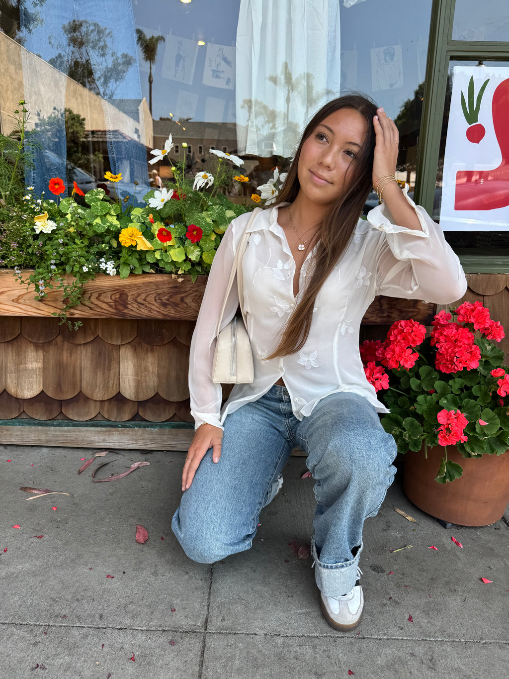 Vintage Silk Icon Embroidered Blouse