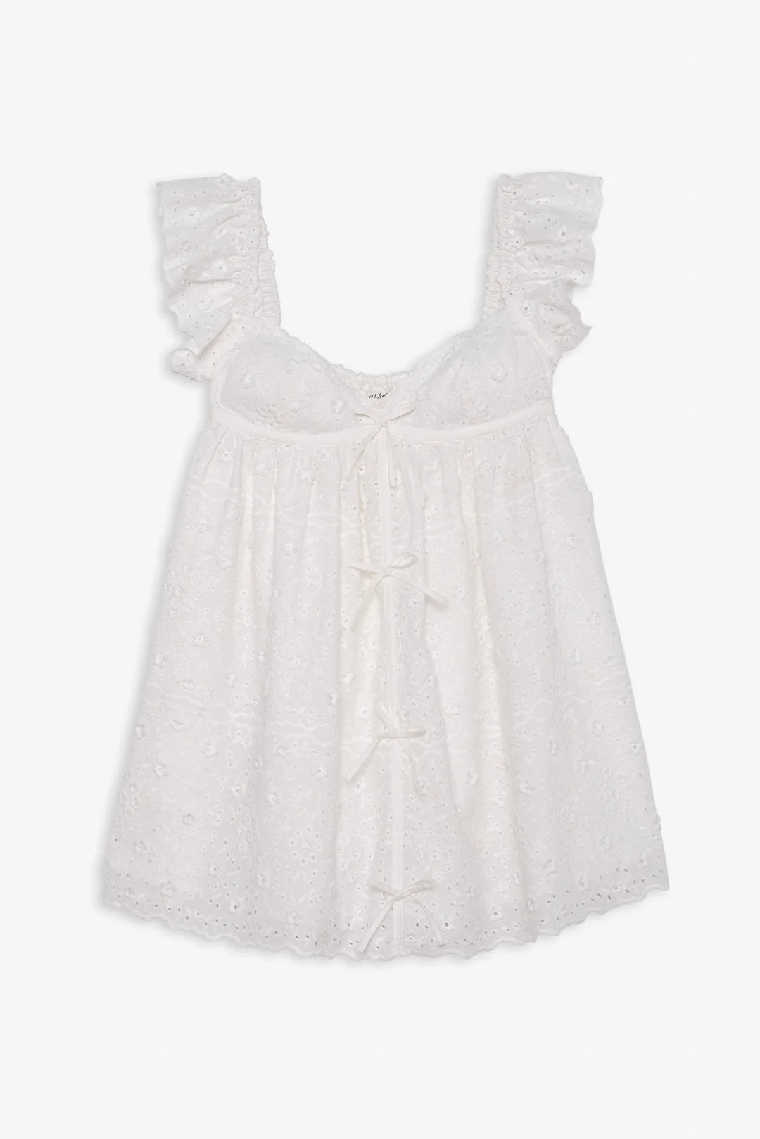 Laura Eyelet Mini Dress - White