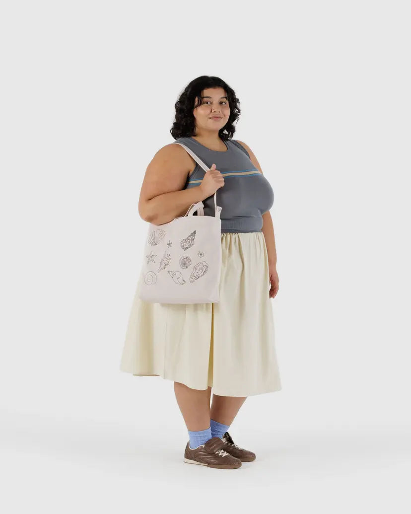 Horizontal Zip Duck Bag- Embroidered Shells