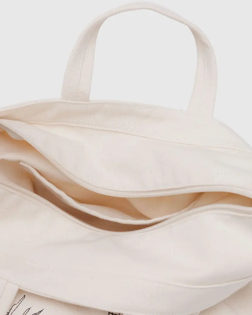 Horizontal Zip Duck Bag- Embroidered Shells