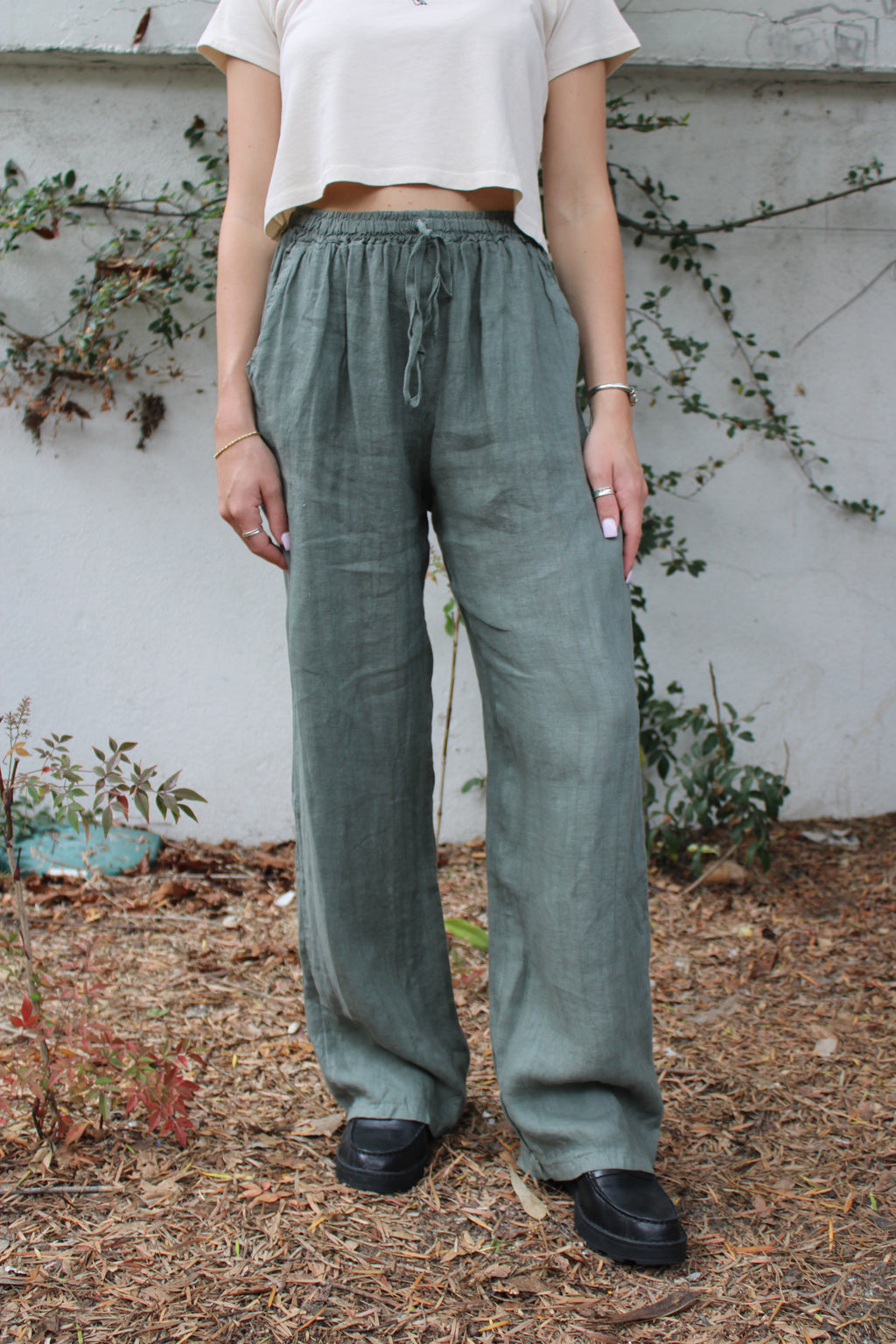 Rafael Linen Pants - Olive