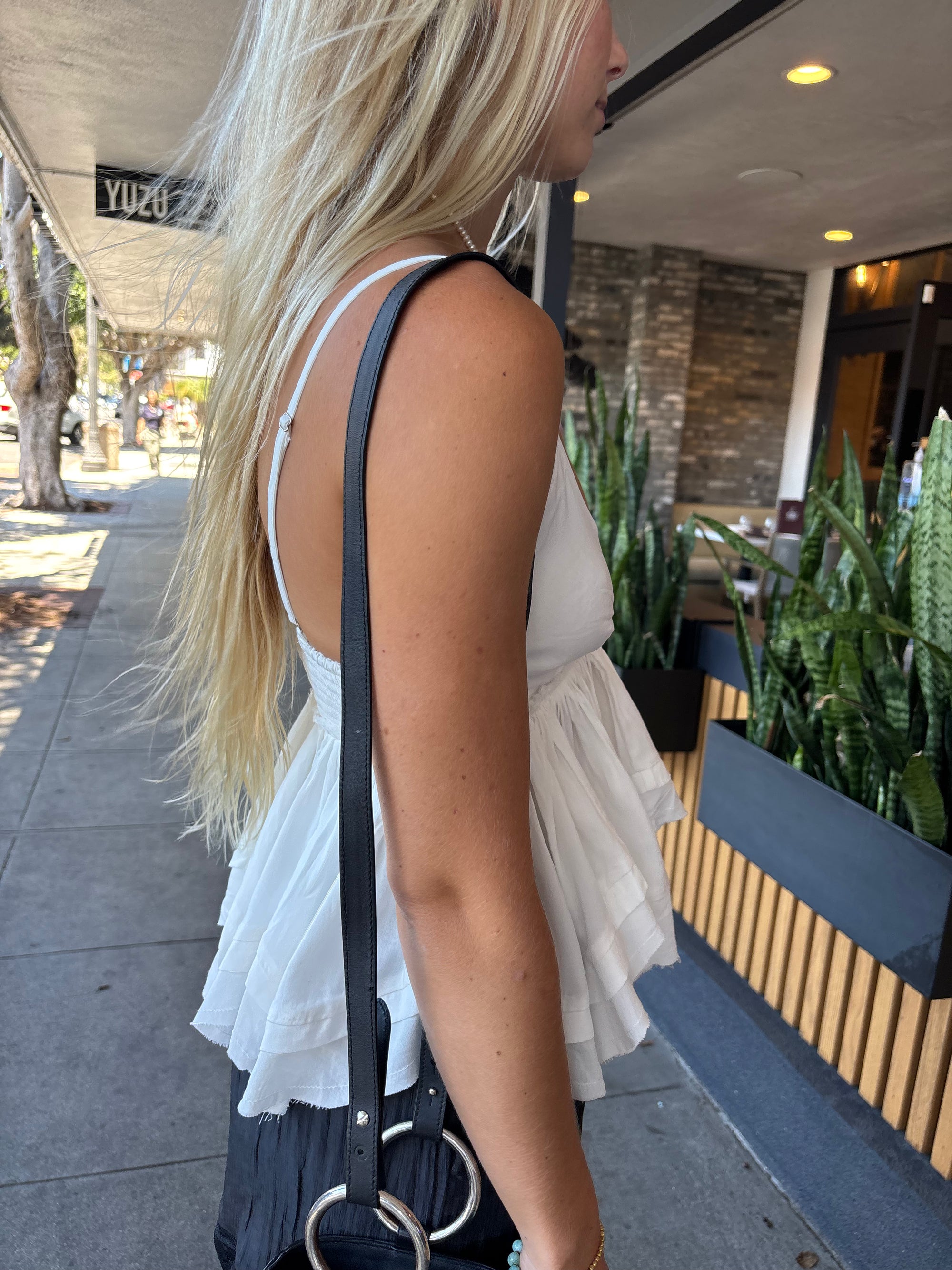 Sweetheart High-Low Tiered Ruffle Top - White
