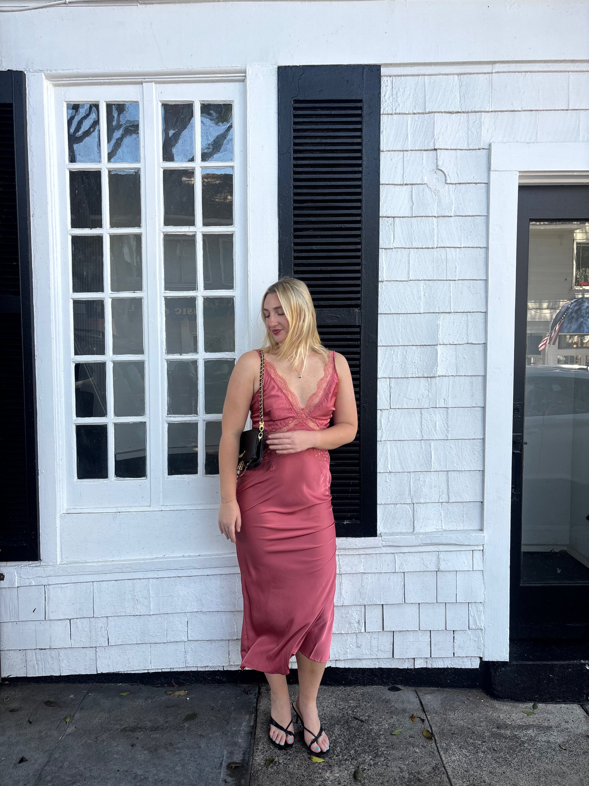 Satin Slip w/ Lace - Rose