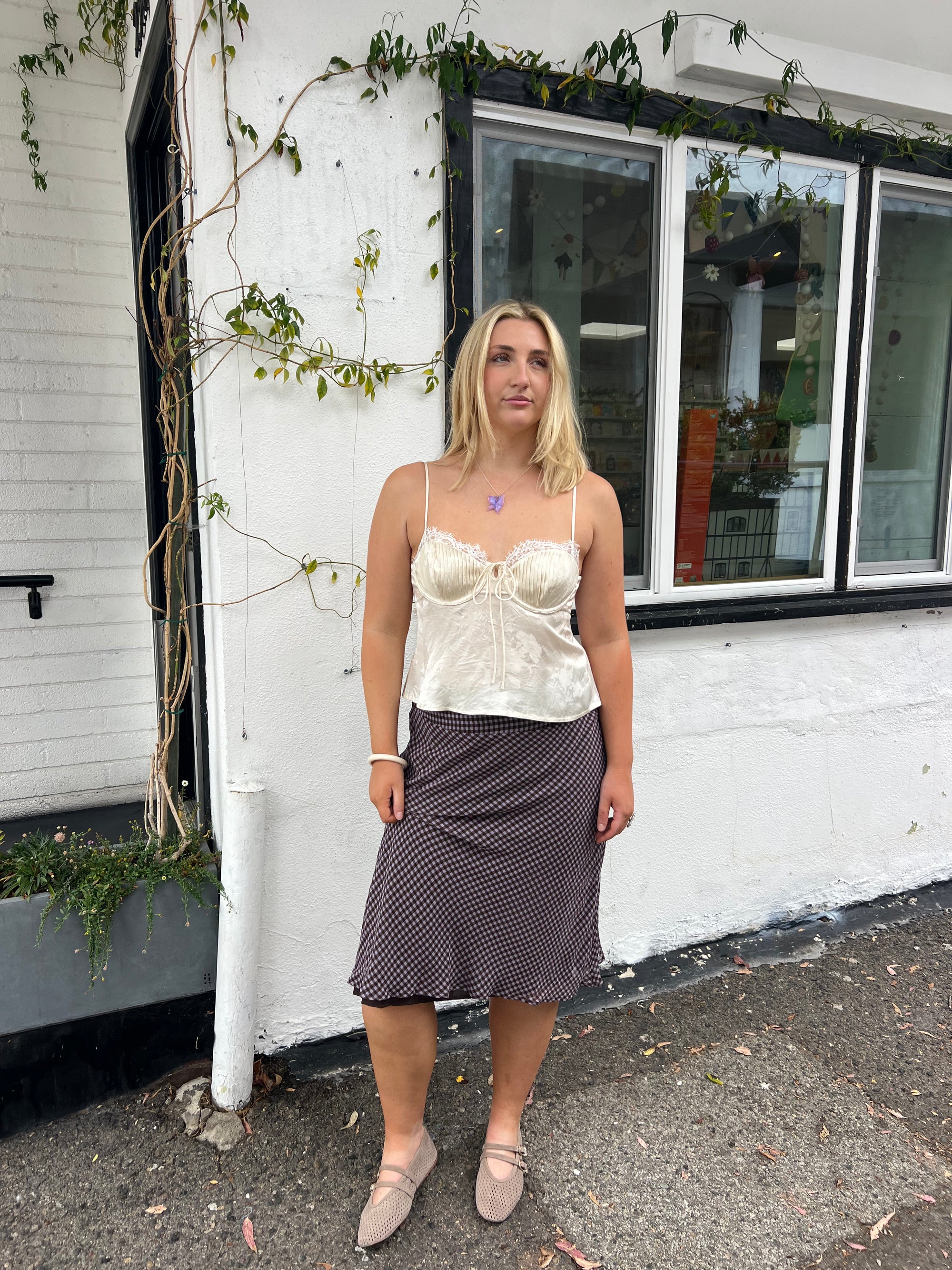Kenya Midi Skirt - Lavender Gingham