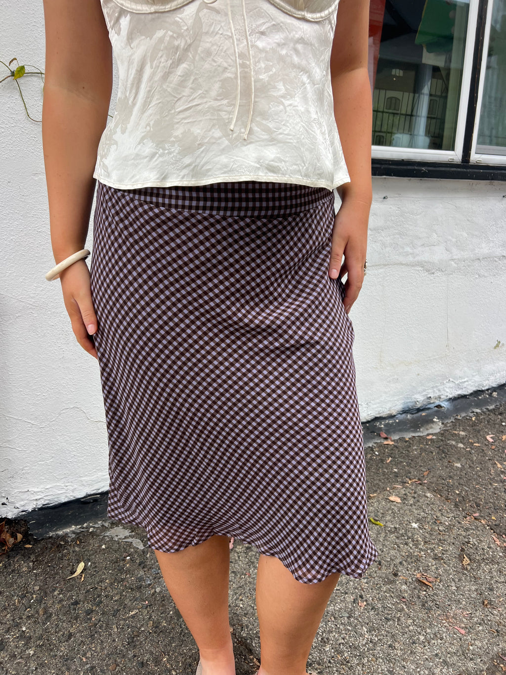 Kenya Midi Skirt - Lavender Gingham