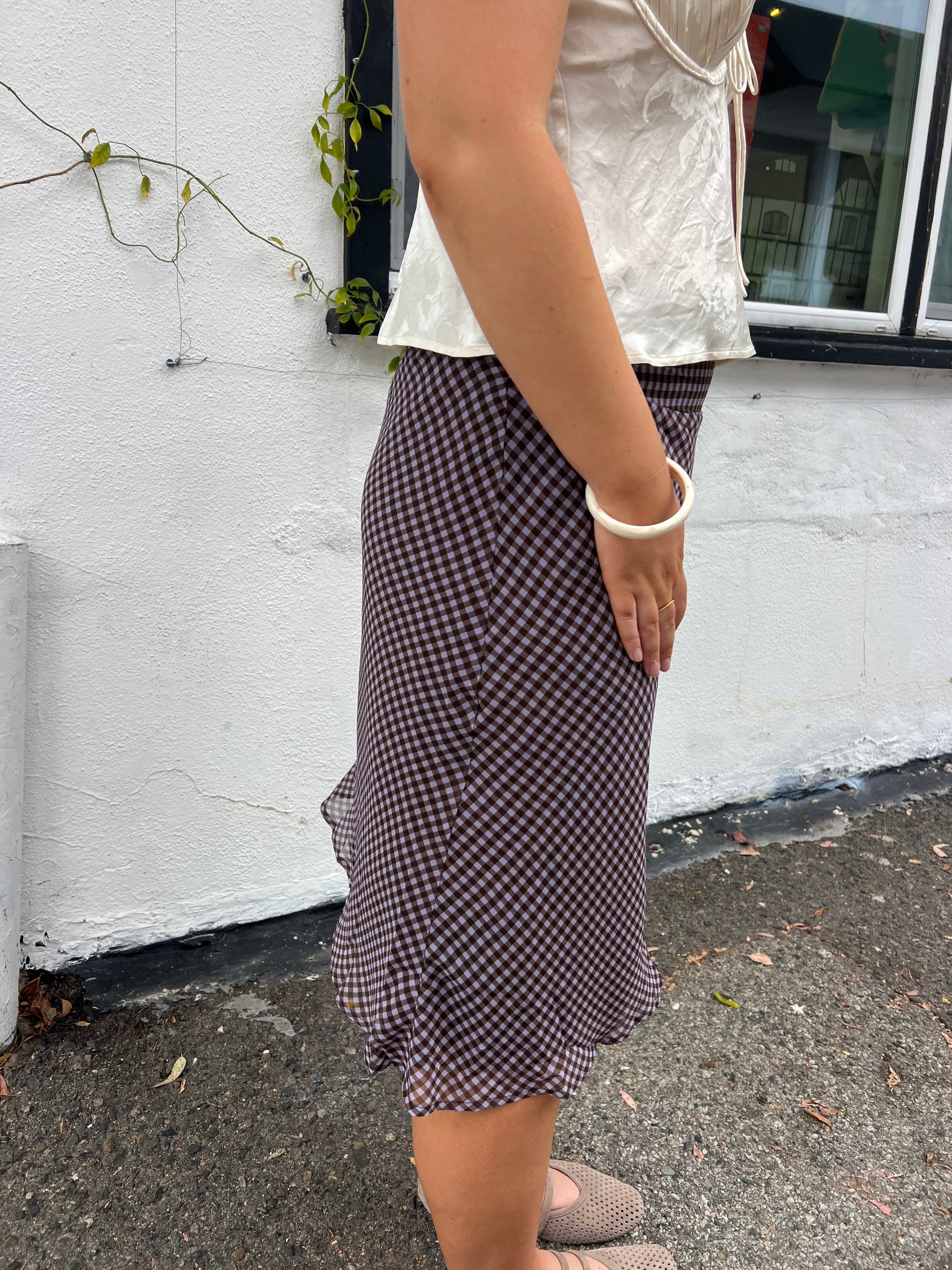Kenya Midi Skirt - Lavender Gingham