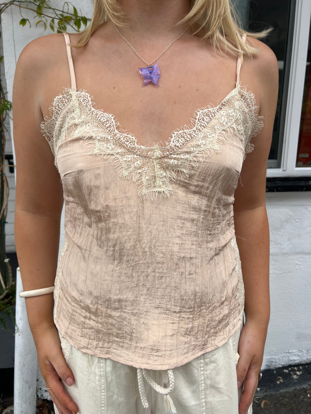 Dara Lace Trim Cami - Blush