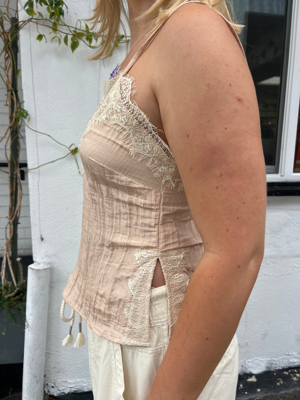 Dara Lace Trim Cami - Blush
