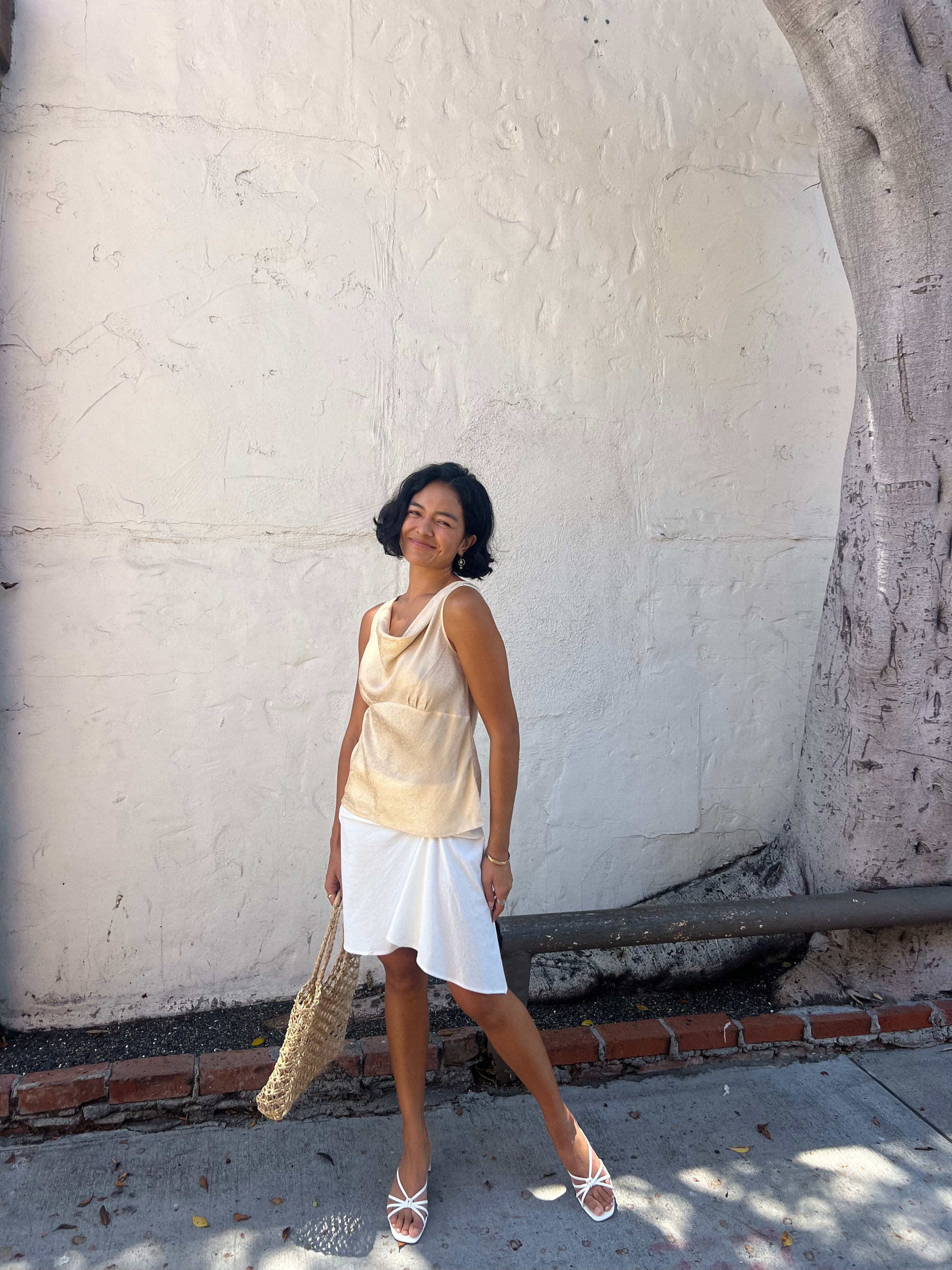 Vintage Limited Champagne Cowl Neck Tank