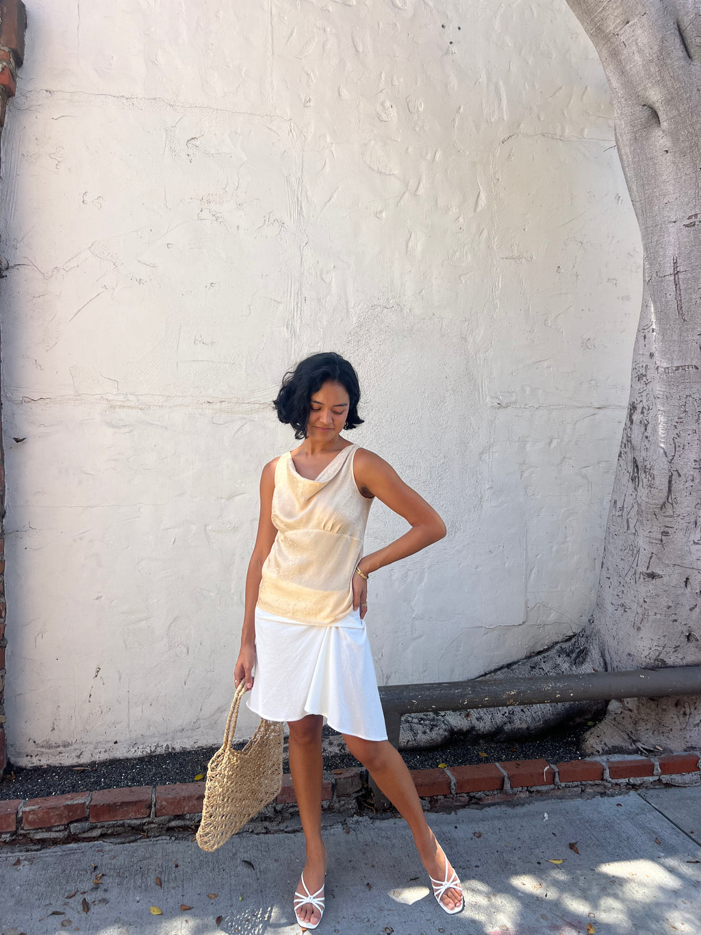 Vintage Limited Champagne Cowl Neck Tank