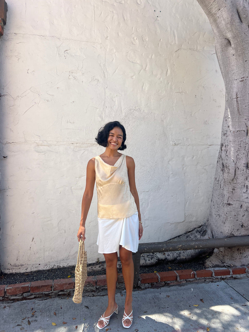 Vintage Limited Champagne Cowl Neck Tank