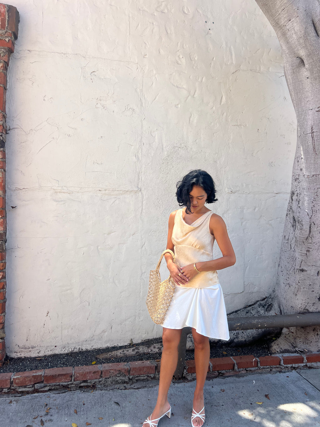Vintage Limited Champagne Cowl Neck Tank