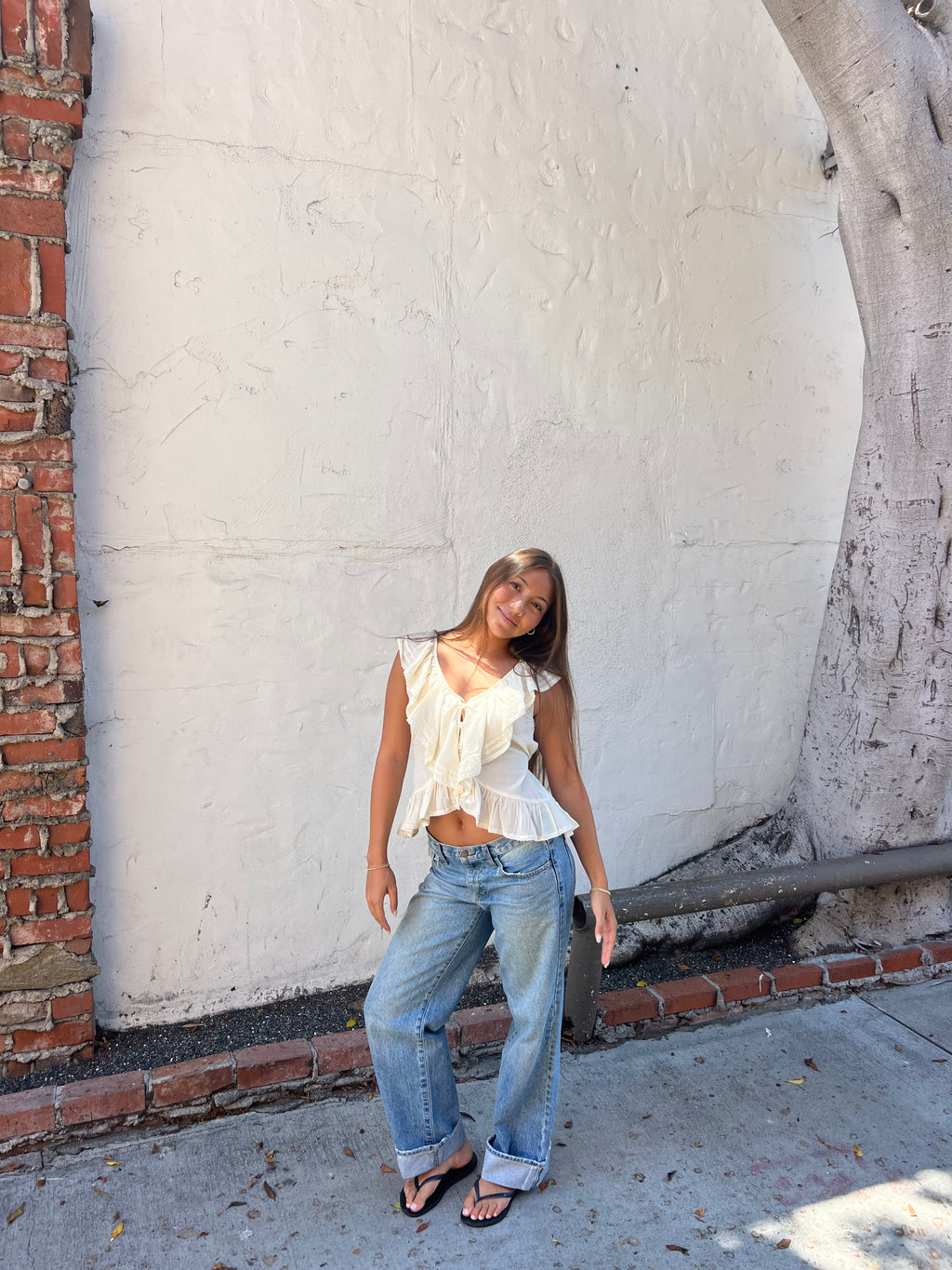 Cascading Ruffle Lace Top - Yellow