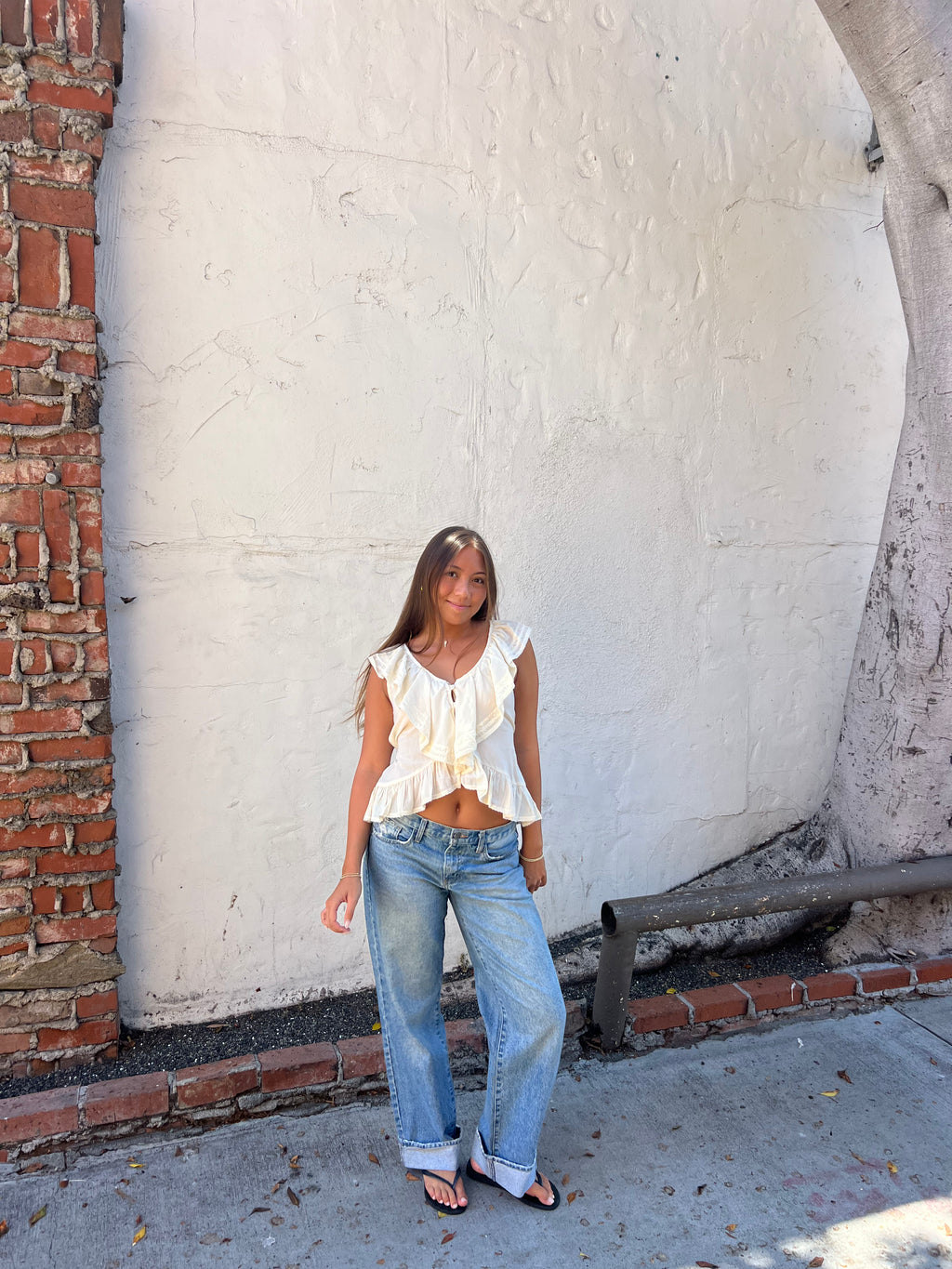 Cascading Ruffle Lace Top - Yellow