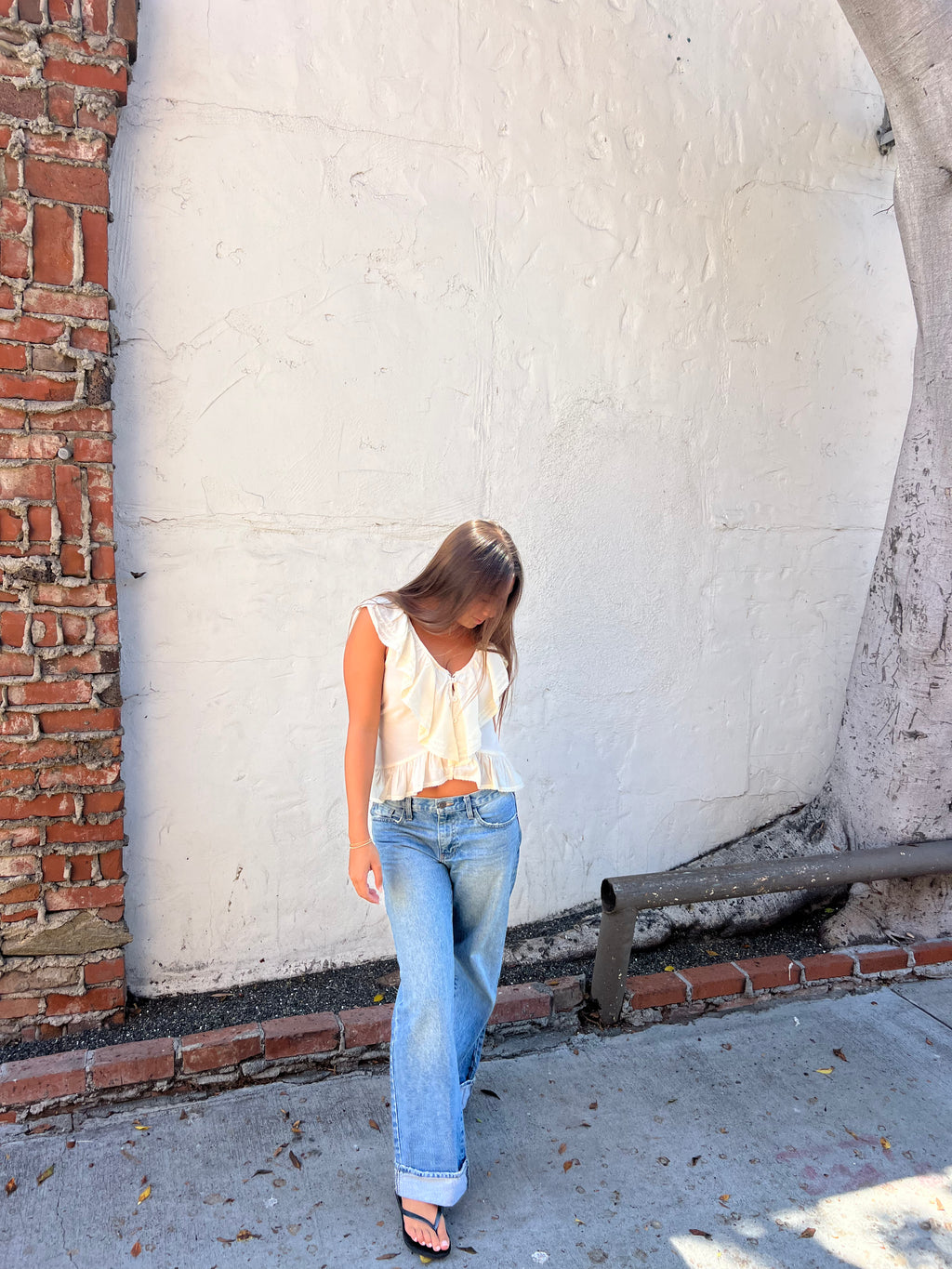 Cascading Ruffle Lace Top - Yellow