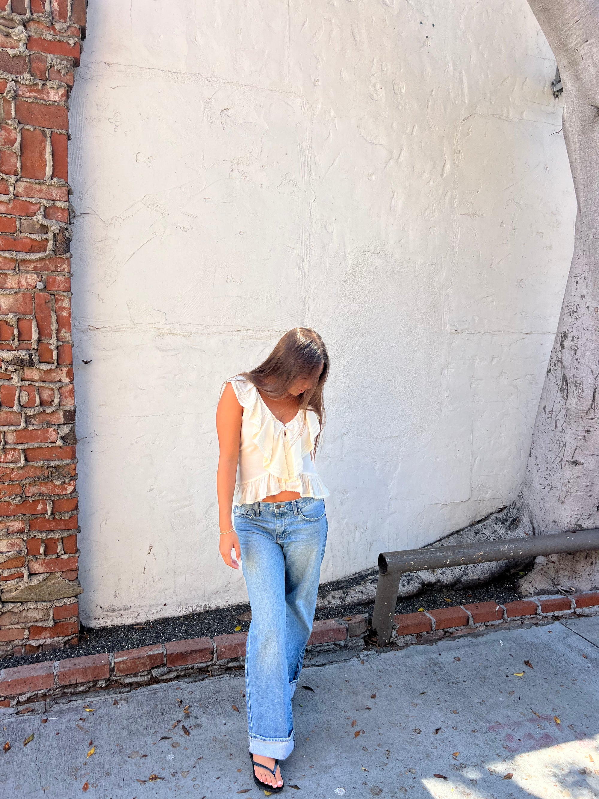 Cascading Ruffle Lace Top - Yellow