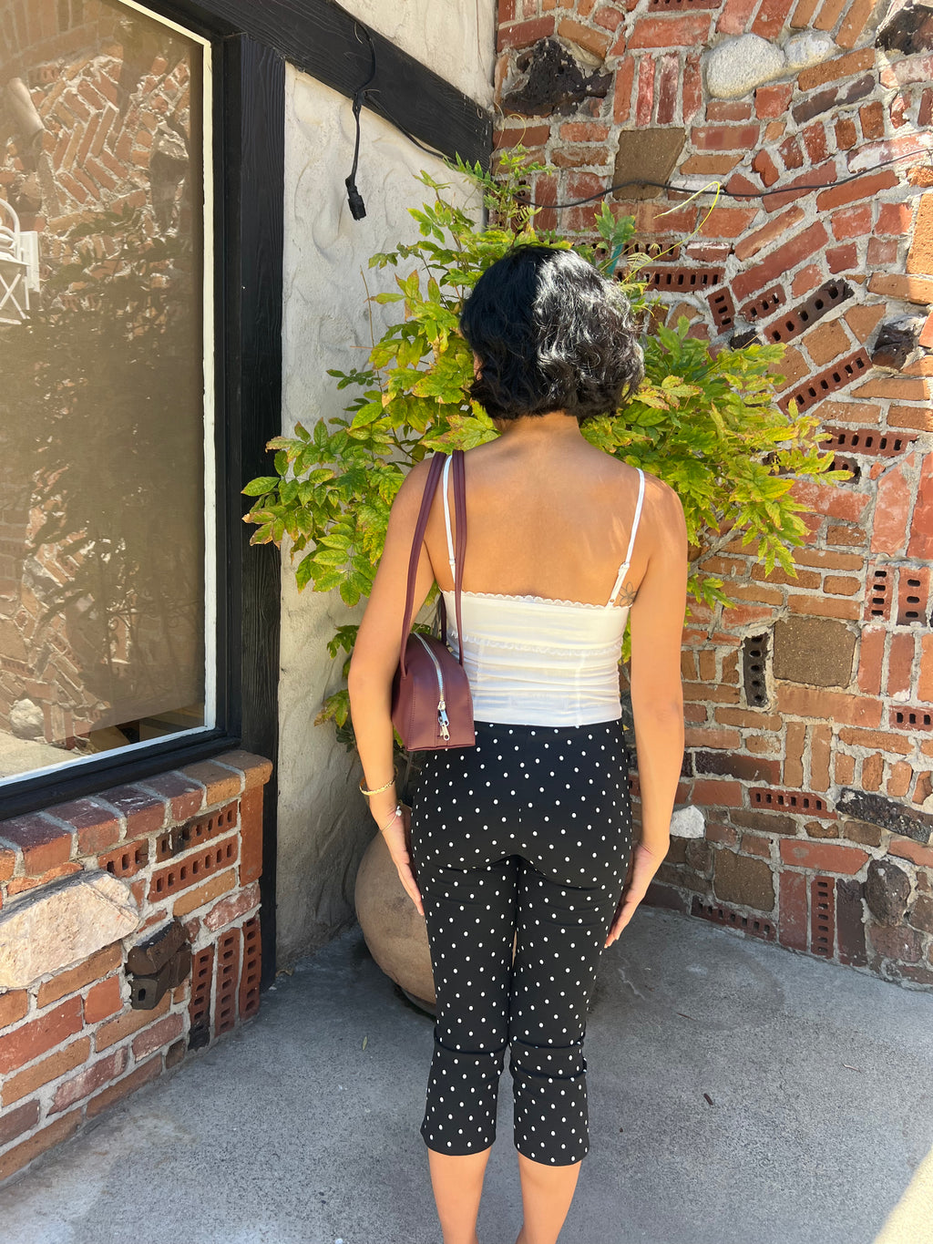 Knit Polka Dot Capri Pants