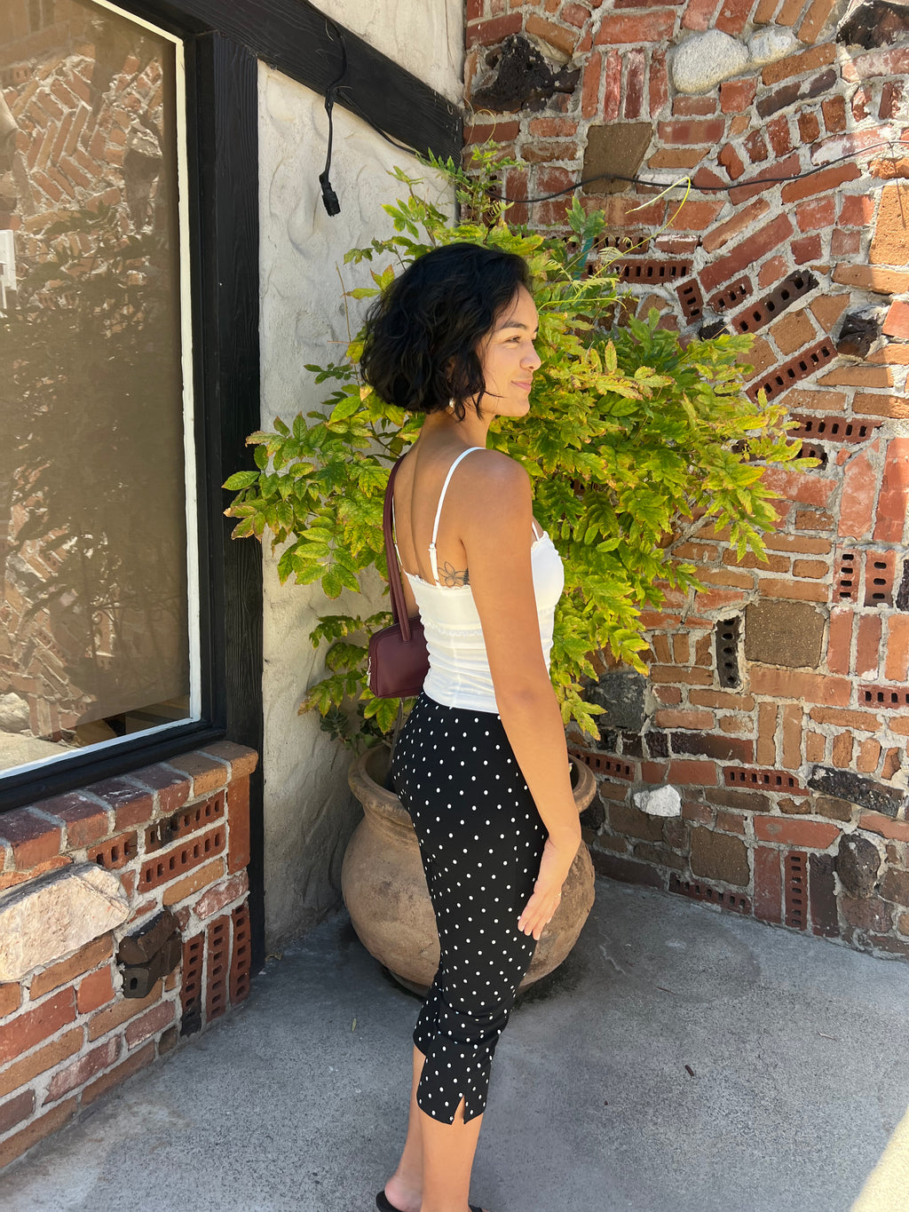 Knit Polka Dot Capri Pants
