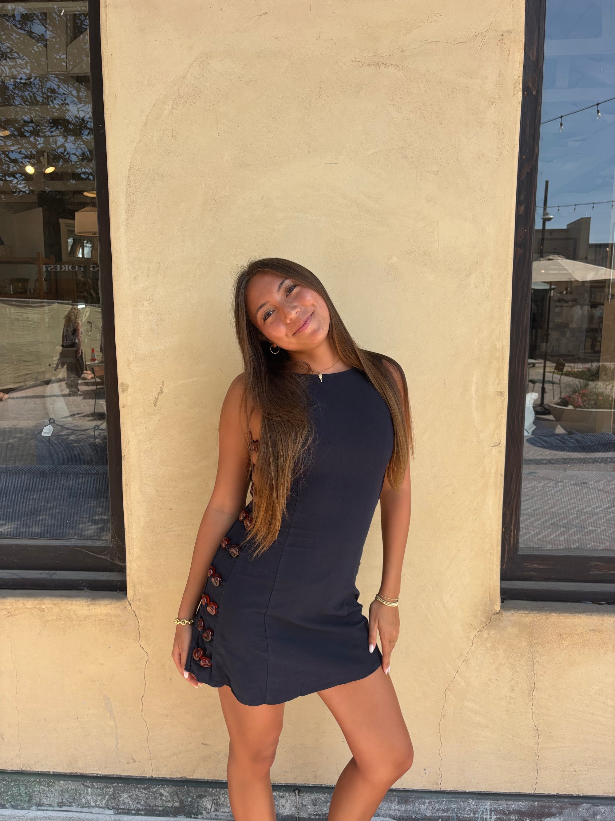 Victoria Beaded Dress - Navy