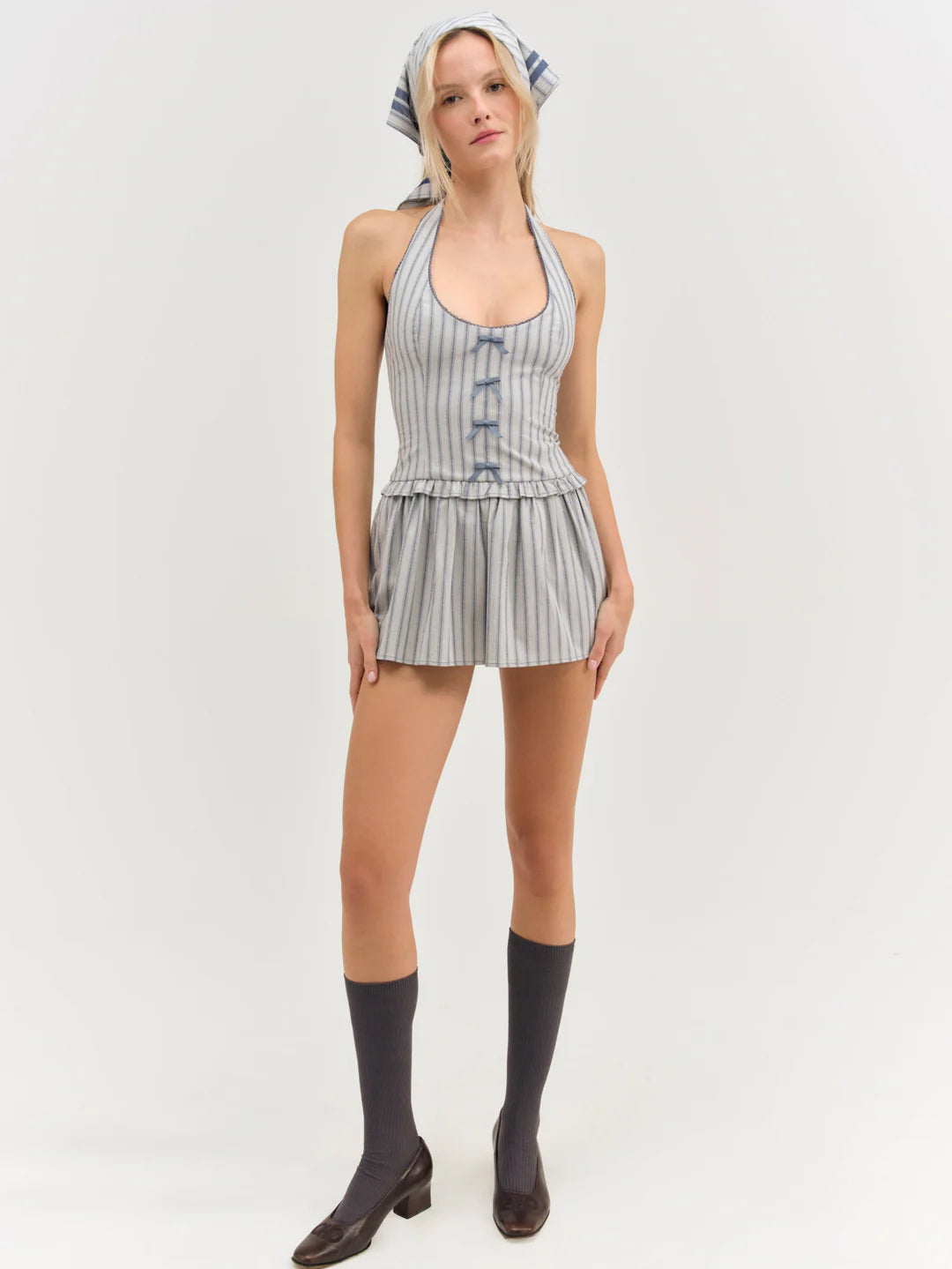 Janice Halter Mini Dress - Blue