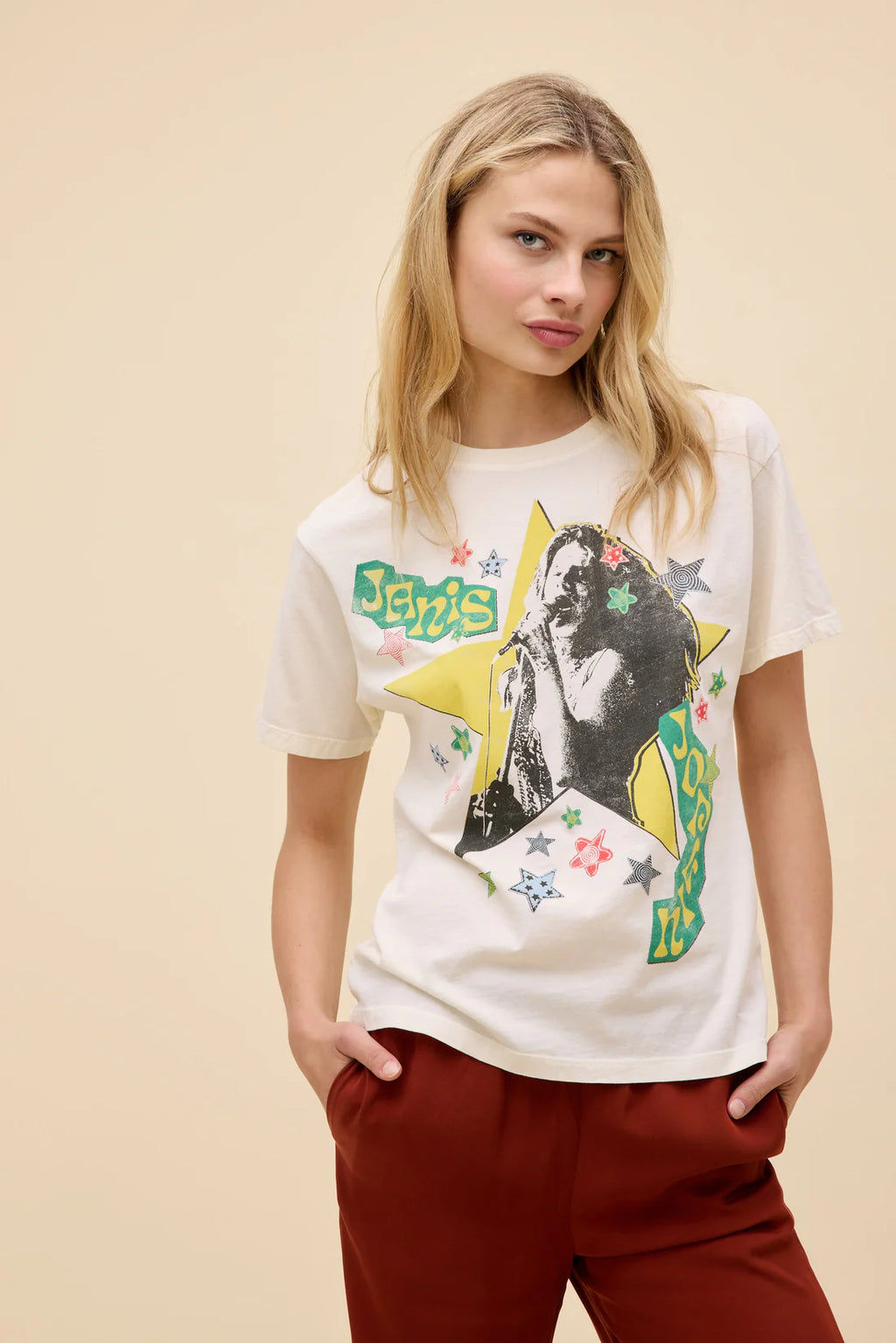 Janis Joplin Scrapbook Art Boyfriend Tee