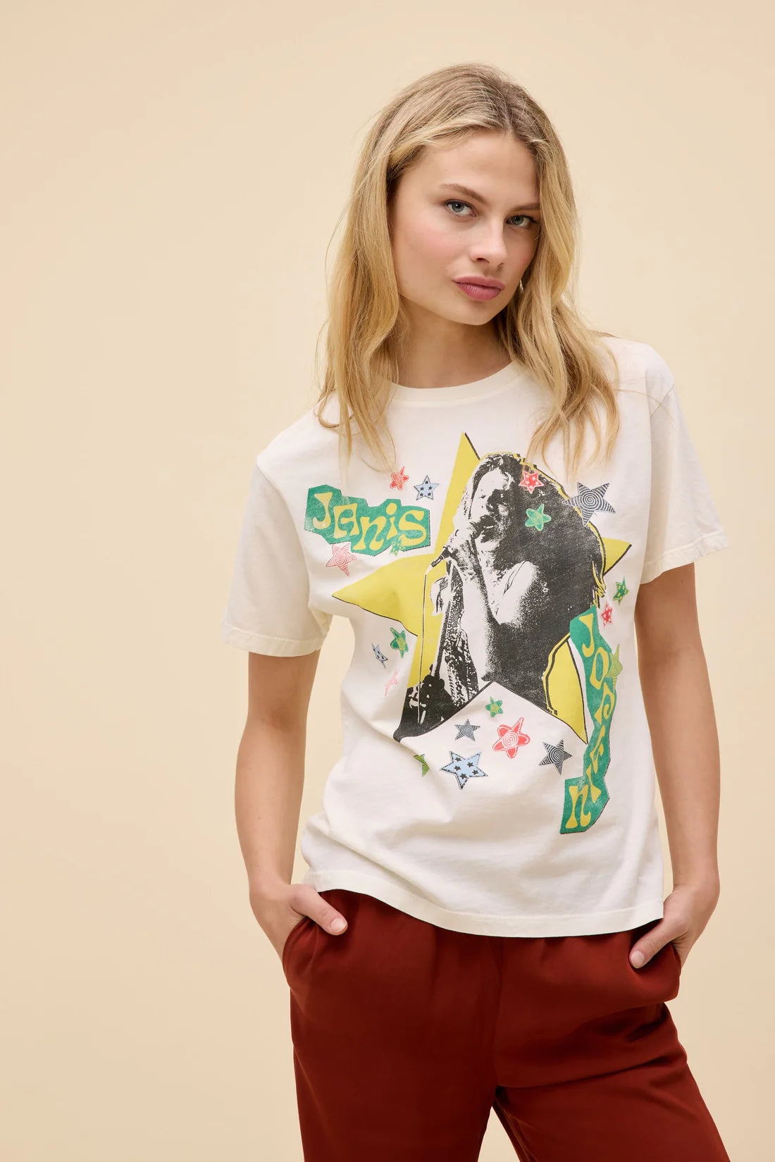 Janis Joplin Scrapbook Art Boyfriend Tee