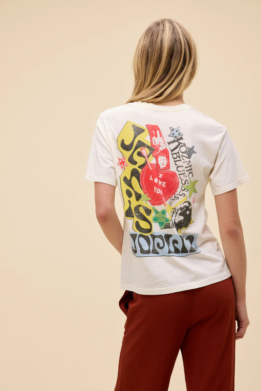 Janis Joplin Scrapbook Art Boyfriend Tee
