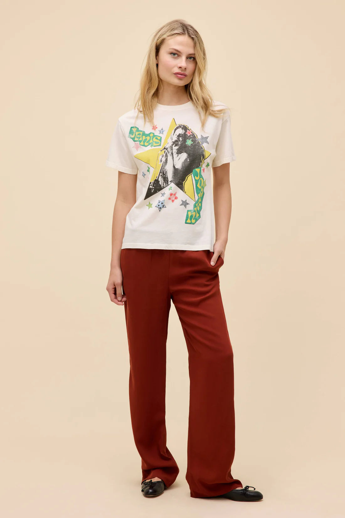 Janis Joplin Scrapbook Art Boyfriend Tee