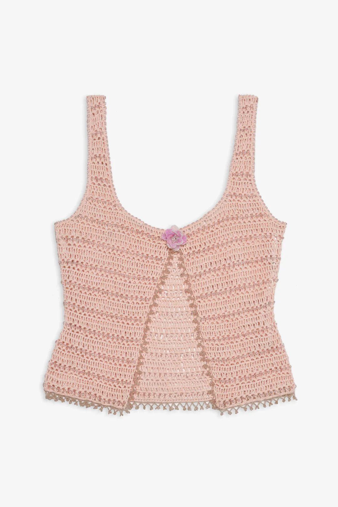 Lulu Beaded Tank - Pink