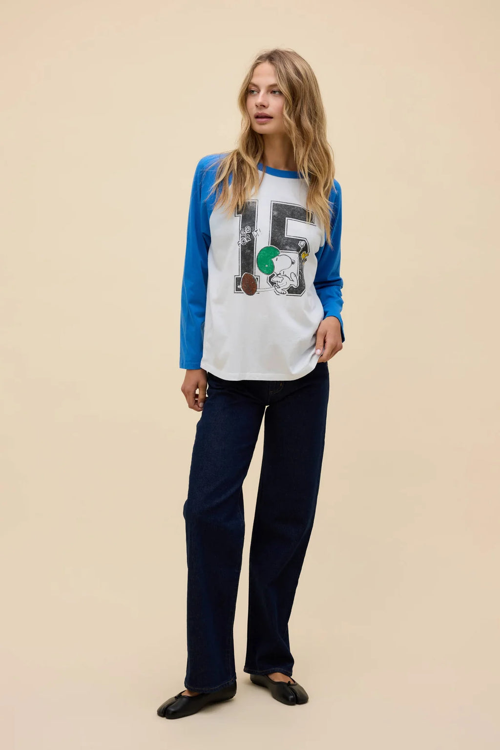 Peanuts Go For It Oversized Raglan Sleeve - Cobalt Blue