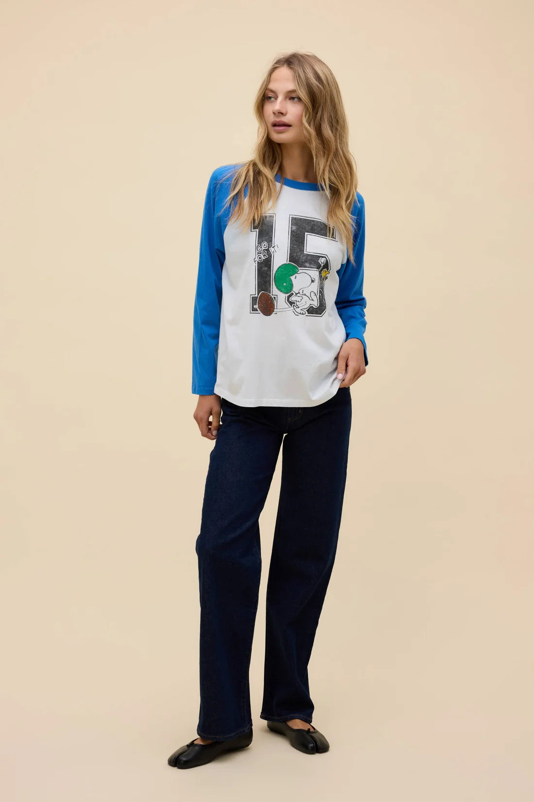 Peanuts Go For It Oversized Raglan Sleeve - Cobalt Blue